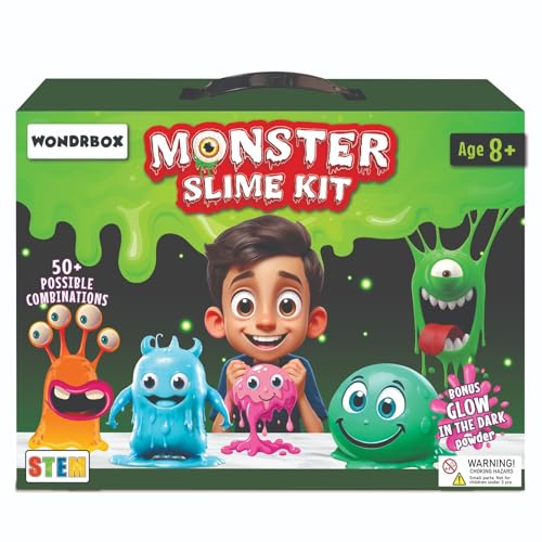 Image of WONDRBOX Super Slime Science Experiment Kit for Ages 6 8 10 12 Year | Birthday Gifts Ideas | STEM School Project Learning Toy for Kids 8 9 10 11 12