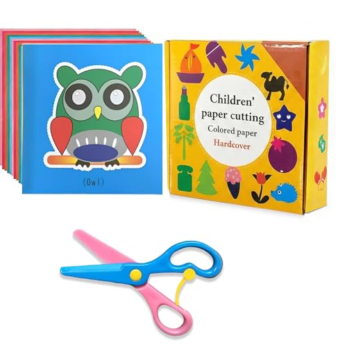 NiceNaiils Kit Découpage Enfant avec 96 Feuilles de Papier Coloré et Ciseaux de Sécurité, Activité Manuelle Enfant 2-6 Ans, Jeu Éducatif Montessori avec Boîte de...