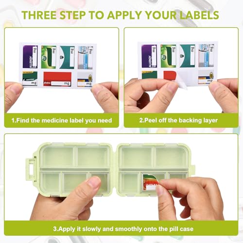 Image of Travel Medicine Kit with 189 Labels, Pill Cases Organizers 7 Day Compact Pill Organizer Mini Pill Case Pill Storage Organizer (Yellow, 1 Pack)