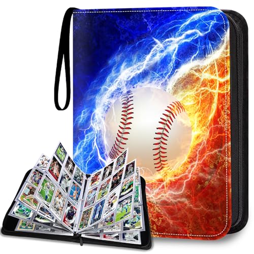 LOMONEH Baseball Card Binder 9 Pocket Fits 900 Cards, Trading Card Binder Album Display Holder with 50 Removable Sleeves for Hockey, Basketball, Football, Sports, Yugioh, MTG, Games Trading Cards