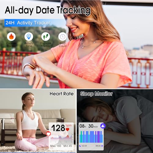 Image of Smart Watch for Men Women (Answer /Make Calls), 1.85 inch HD Fitness Smartwatch | Fitness Tracker with Heart Rate and Sleep Monitor, 110+ Sports Modes, IP68 Waterproof Activity Tracker for iOS /Android, Pink