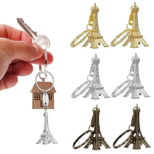 6 Pièces Porte-clé Tour Eiffel Cadeaux Souvenir,Sac À Main Pour Les Filles Porte-Clés Rétro Porte-Clés Paris Porte-Clés Tour Eiffel Porte-Clés,Mini...