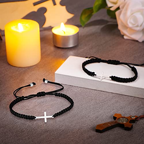 Sasylvia 100 Pcs Cross Bracelets Bulk Adjustable Christian Braided String Bracelets for Easter Graduation, Christian gift for Men, Women, Baptism, Church, Funerals, Friendship3