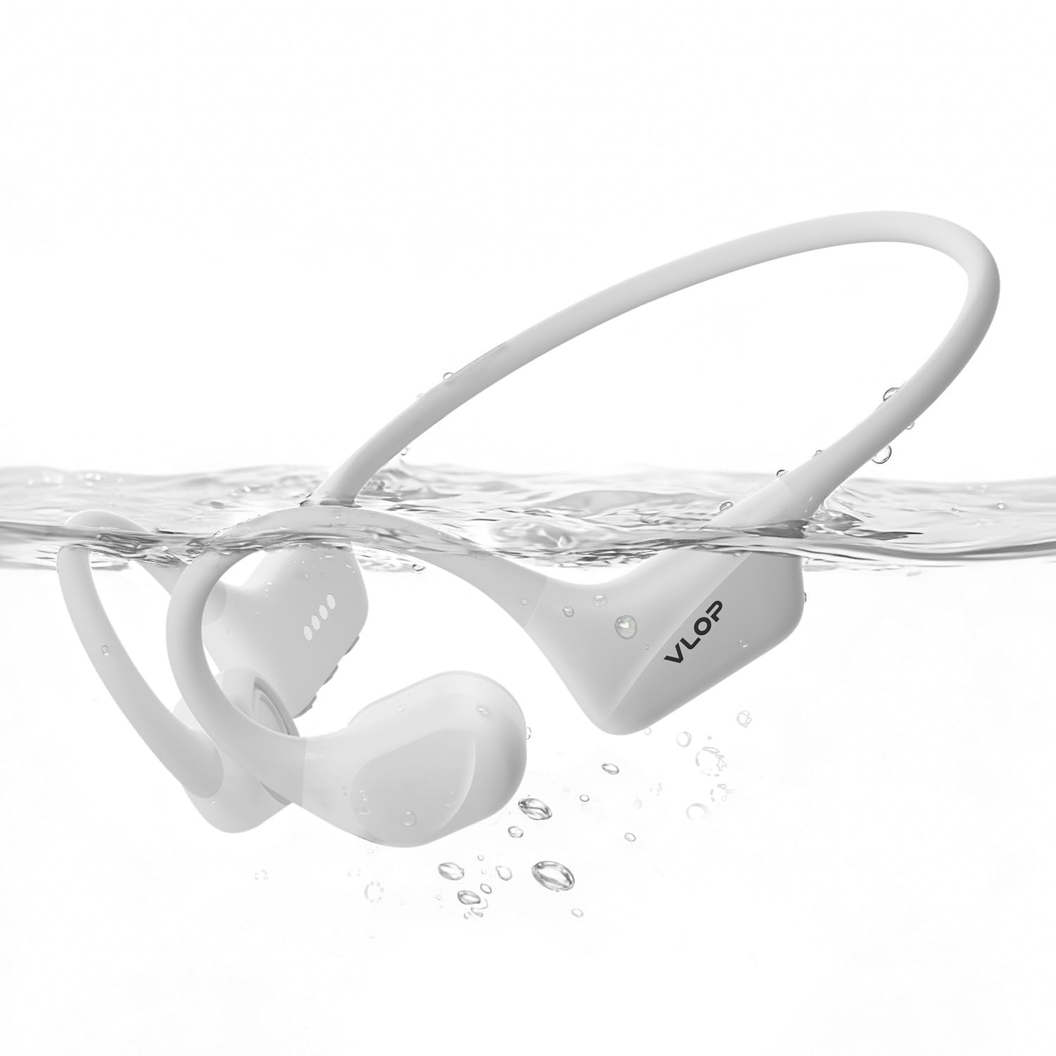 white bone conduction swimming headphones bluetooth 6.0 ip68 waterproof