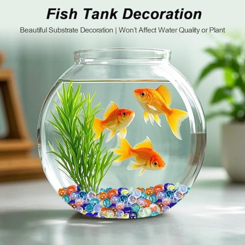 Image of Decorative Glass Pebbles Flat Bottom Beads for Vase, Aquarium & Fish Tank