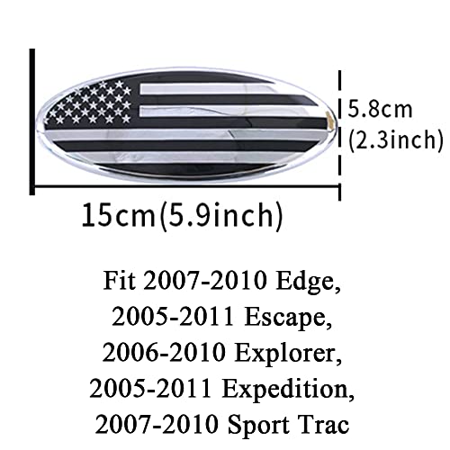 Image of SANRILY 5.9 Inch Silver Oval American Flag Emblem for Ford Edge Escape Explorer Expedition Sport 5.9 inch x 2.3 inch Decal Badge Nameplate for Ford Car Emblem Replacement Cover