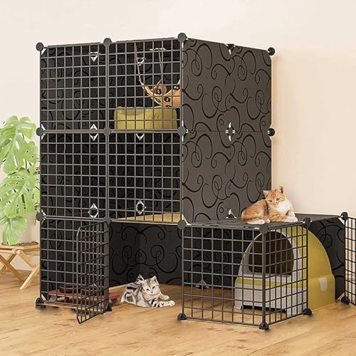 Kanduo キャットハウス 猫ケージ屋内、猫の囲い DIY 取り外し可能な金属ワイヤー子猫ケージペット猫犬舎ハウス ドア付き