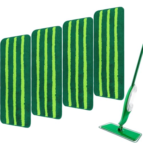 Mop Head Replacement for Libman Freedom Spray Mop - Washable Reusable Wet & Dry Cleaning - Microfiber Spray Mop Pads Refill for Multi-Surface Floor -4 Pack (Green