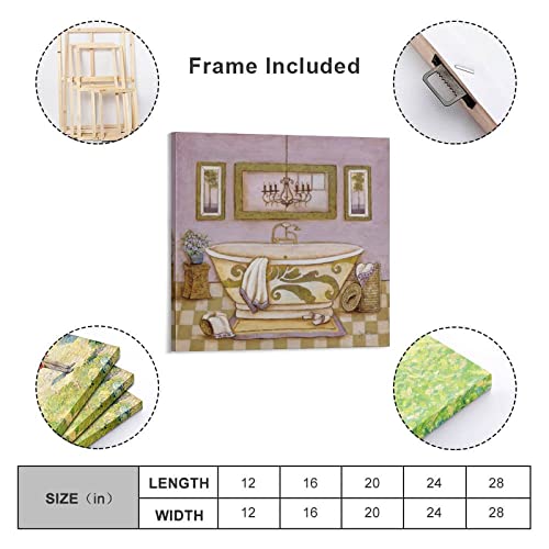 Vintage French Shabby Victorian Bathtub Poster Office Wall Art Decoration Canvas Painting Gift (4) Canvas Painting Posters And Prints Wall Art Pictures For Living Room Bedroom Decor 28X28Inch(70X70Cm #TOP1