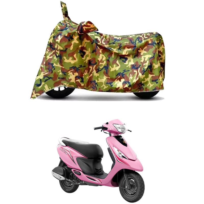 Image of Waterproof 100% PVC Coated Bike Scooty Two Wheeler Body Cover Compatible for TVS Scooty Zest Gloss /UV-Rays /Heat Protection /Birds Dropping /Scratchproof /Dust Proof [6X6 Jungle Print]
