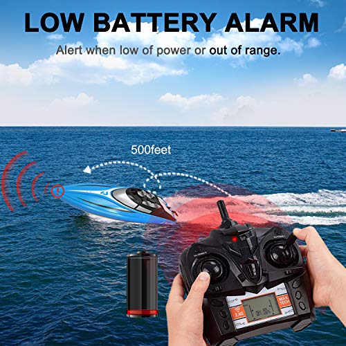 RC Boats for Kids, Remote Control Boat for Boys 8-12, 20+Mph High-Speed RC Boats for Adults, Fun Lake Toys for Pools and Lakes, Fast Remote Control Submarine with Low Battery and Over-Range Alarm