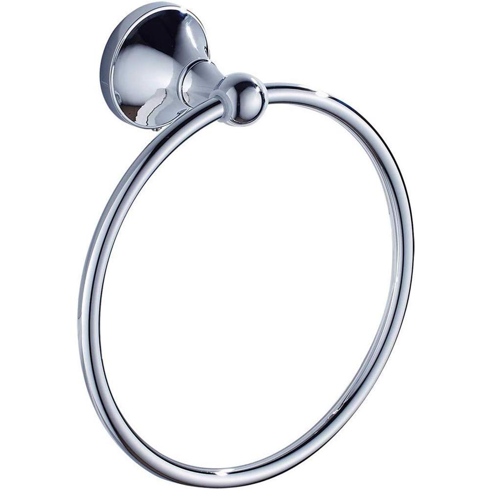 Portasciugamani Anello portasciugamani in Ottone Rotondo Appeso mensola portasciugamani Ciondolo Hardware per Bagno Accessori da Cucina a Parete, Argento