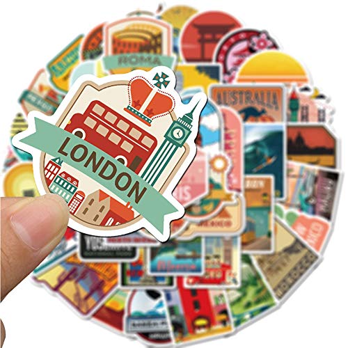 City Stickers 50 Pcs Vinyl Waterproof Landmark Sticker