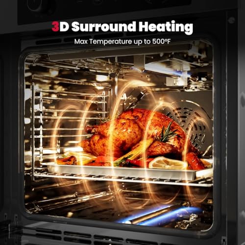 Image of GASLAND 24 Inch Gas Wall Oven, Bake Broil Rotisserie, Digital Timer | 2.12 Cu. Ft., Natural Gas Oven with Convection, ETL Certified for Safety, 120V Plug, Easy-Clean Interior, Stainless Steel