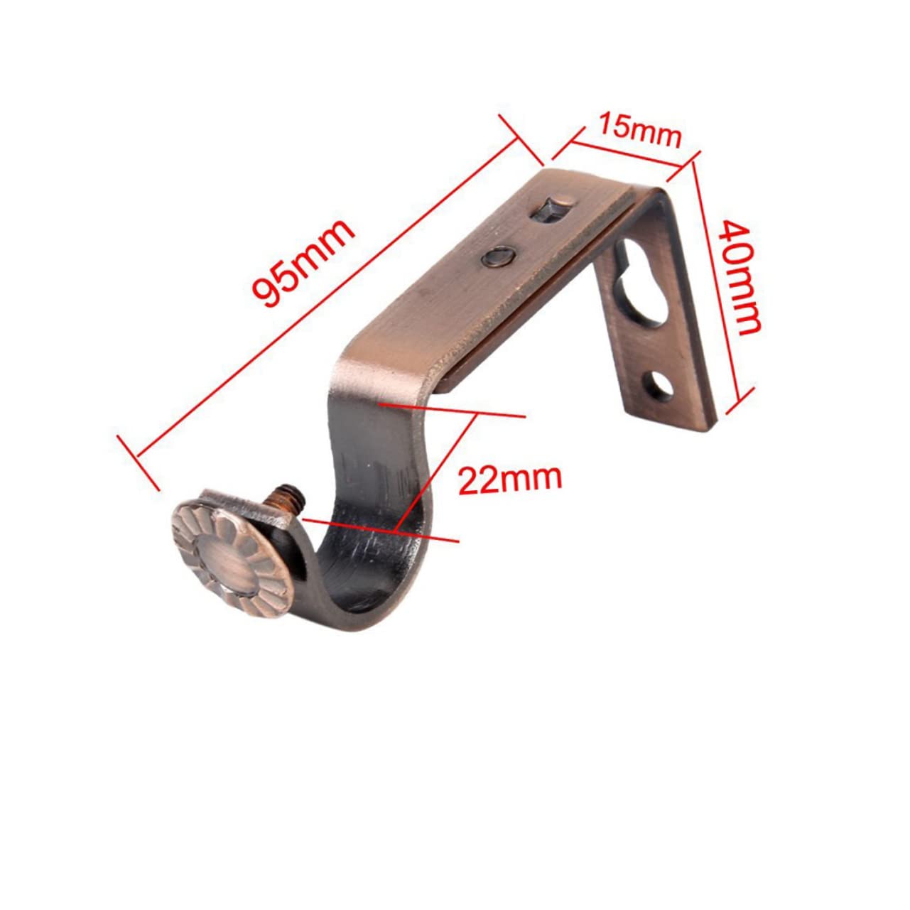 6pcs Adjustable Curtain Rod Brackets for 18-22mm Rods - Wall Mounted Drapery Holders Copper Finish Perfect for Hanging Wall Curtains in Any Room