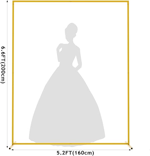 Miniatura 2 de Arcos de boda dorados de 6.6 x 5.2 pies para ceremonia, kit de soporte de arco de globos de metal rectangular para jardín, marco de arco cuadrado