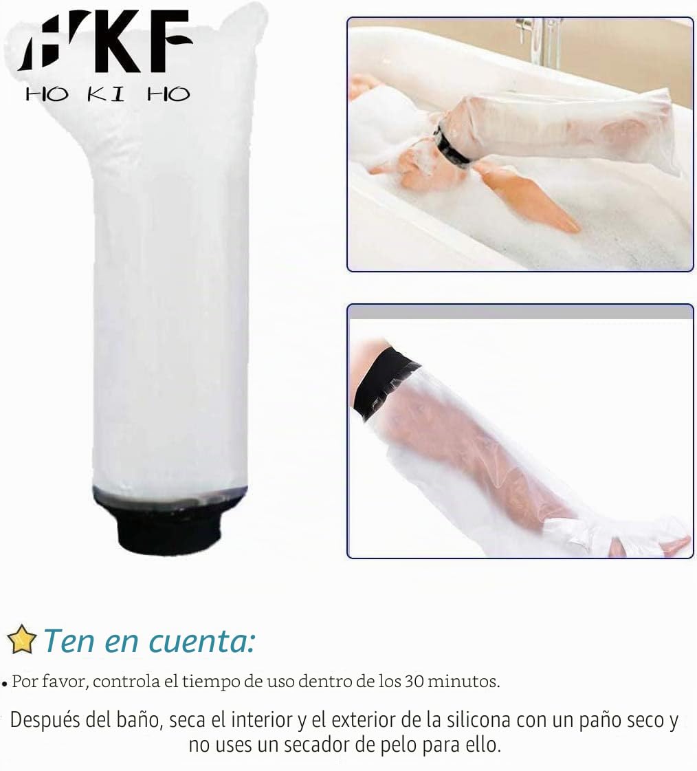 Protector Impermeable para Pierna de Escayola | Funda Impermeable para Ducha y Baño - Pierna llena para adultos (Media pierna para adultos-66cm)