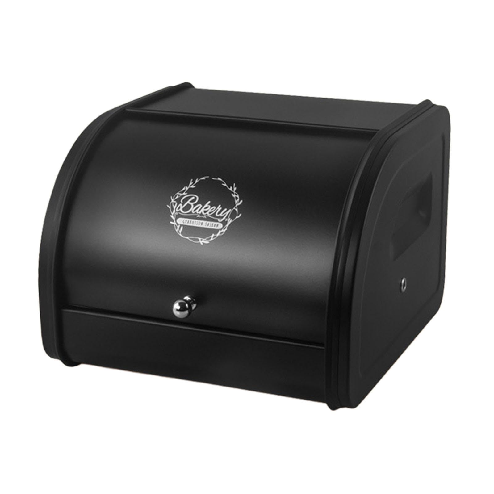 Qianly Contenedor con Tapa Enrollable para Panadería Y Productos Horneados, Negro, Individual