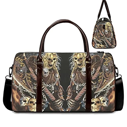 Dark Gothic Duffel Bag – Skull Horror Weekender Tote, Rugged Overnight Travel Luggage, Black Aesthetic Carry-On Duffel for Gothic Fashion Lovers (21 x 9.5 x 11.5 Inches)3