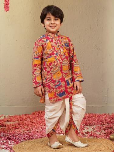 Image of AJ DEZINES Kids Ethnic Wear Pure Cotton Dhoti Kurta Set For Boys