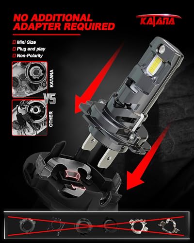 Image of Katana H7 Bulbs, No Adapter Required 1:1 Size 400% Brightness 6500K of 2 | Cooling Fan, 50,000 Hours
