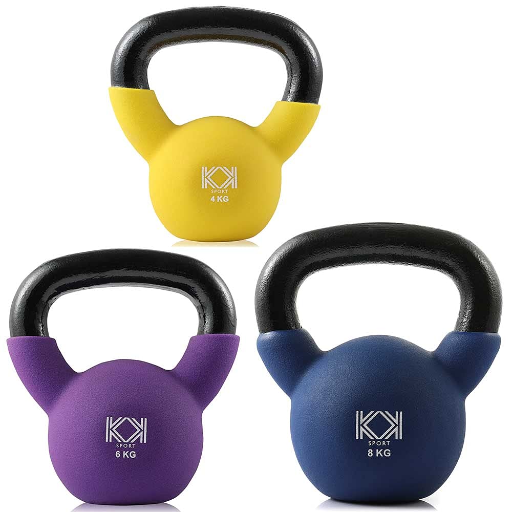 KK Kettlebells Cast Iron Neoprene Coated Weights Lifting Strength Training Home Gym Exercise (Set- 4, 6, 8kg) — image 1