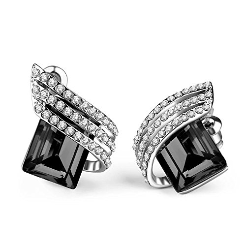 Shining Diva Fashion Latest Stylish Crystal Earrings for Women & Girls (Black)(9739er)