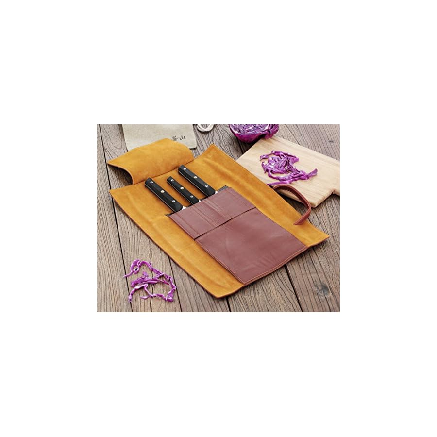 Cangshan TG Series 62304 Swedish 12C27 Steel 4-Piece Knife Leather Roll Set