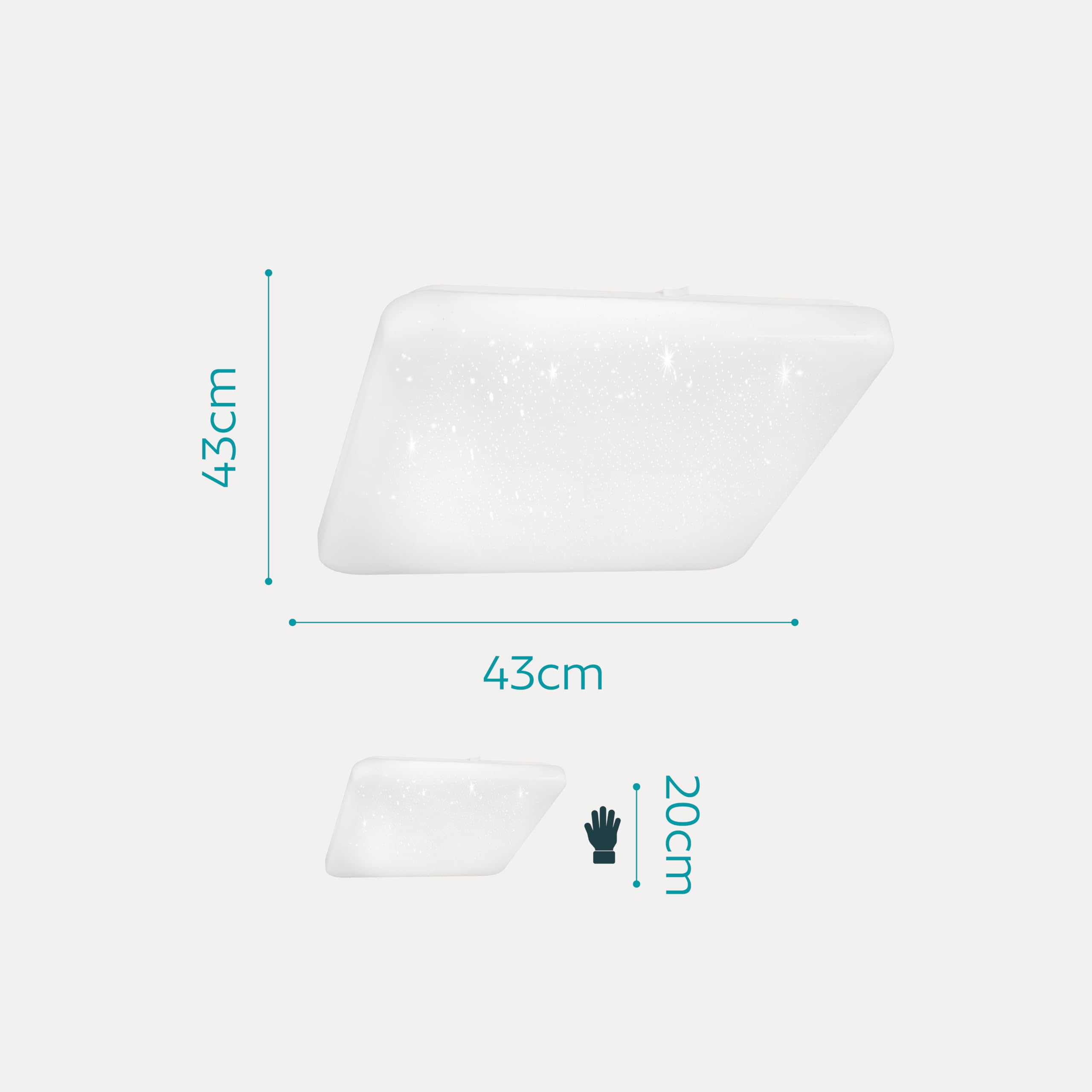EGLO Pogliola Lámpara de techo LED, con efecto de vidrio e interruptor DIP | para cocina, fabricada en metal y plástico de color blanco, blanca cálida, neutra y fría y unas medidas de 43 × cm