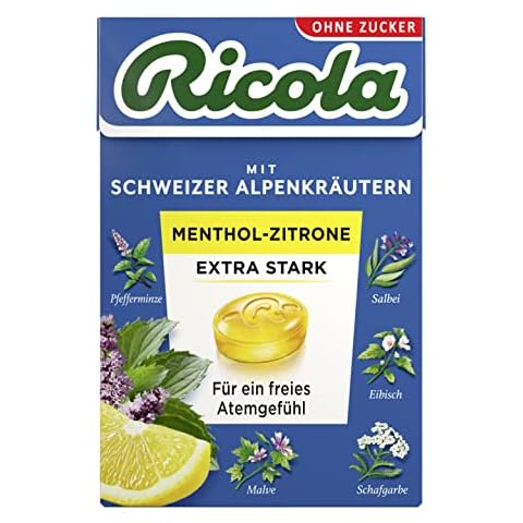 Ricola EXTRA STARK Menthol-Zitrone, 50g Böxli Original Schweizer Kräuter-Bonbons Cover