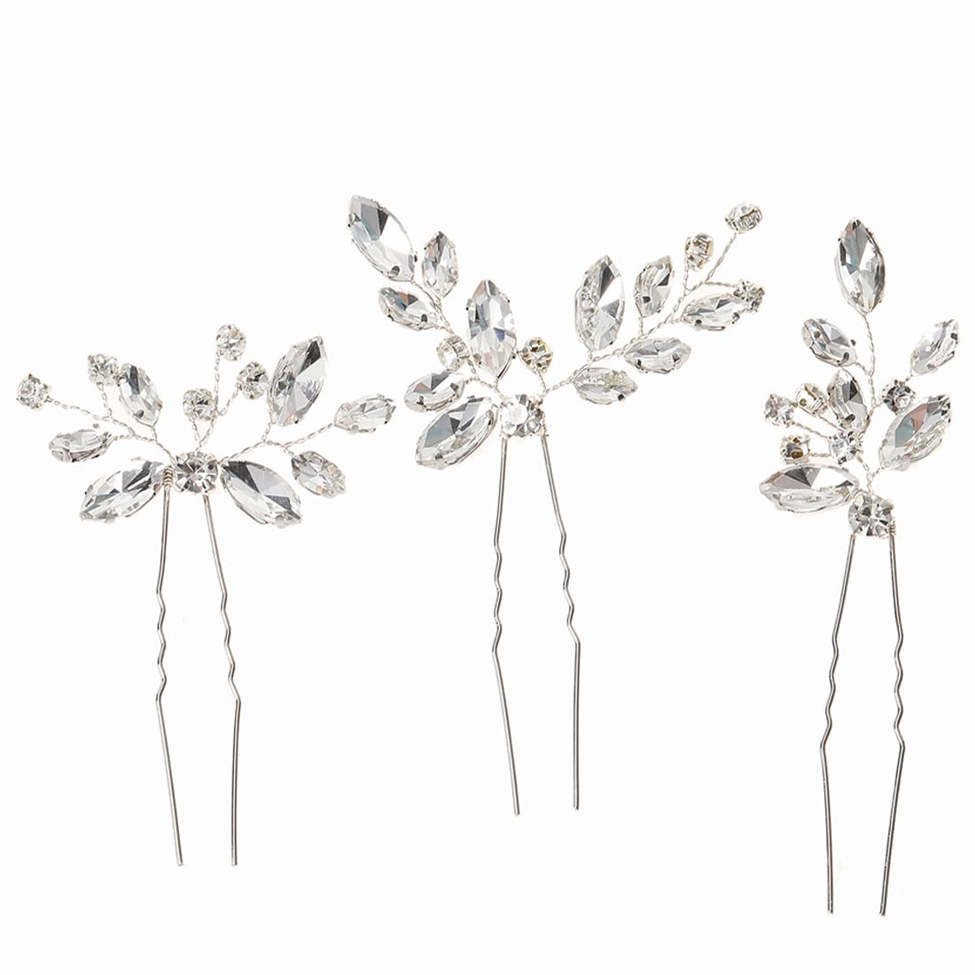 3 Pezzi Forcine per capelli da sposa con cristalli argentati Accessori per Capelli da Sposa Eleganti Forcine per Capelli per Donne Sposa Damigella d'Onore Ragazze(argento)