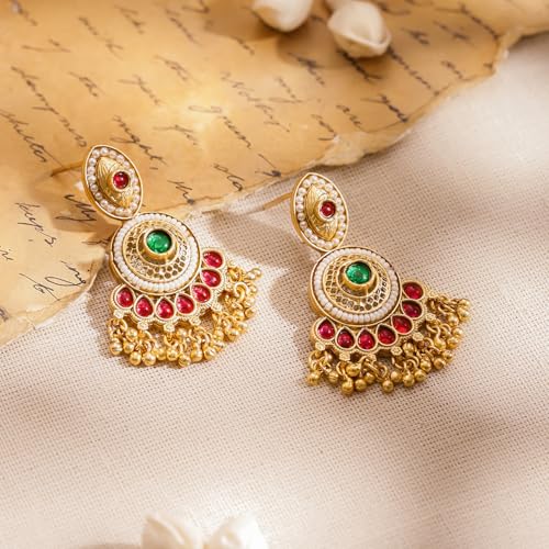 Image of Rubans Chandelier Earrings Traditional Festive Jewellery Gift for Women & Girls