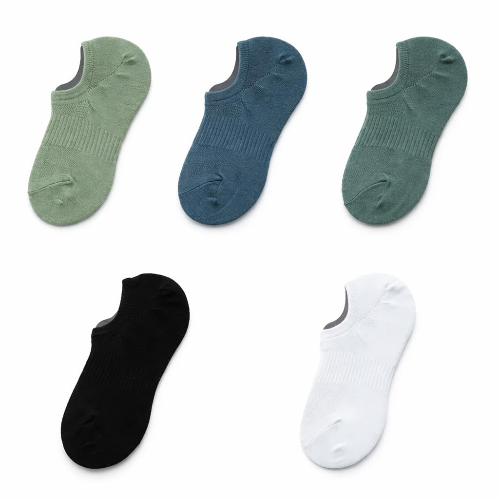 aviara Men's Ankle Length Socks, Breathable Cotton Low-Cut, Non-Slip Elastic Cuff, Multicolor, Pack of 5-picture-33
