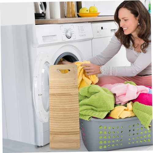ERINGOGO Household Bamboo Washboard 50x17cm Laundry Wash Board Clothes Wash Board for Manual Washing Home Use Natural Bamboo Material - Image 3