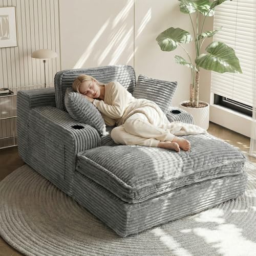 67' Oversized Chaise Lounge Chair Indoor, Soft Boneless...