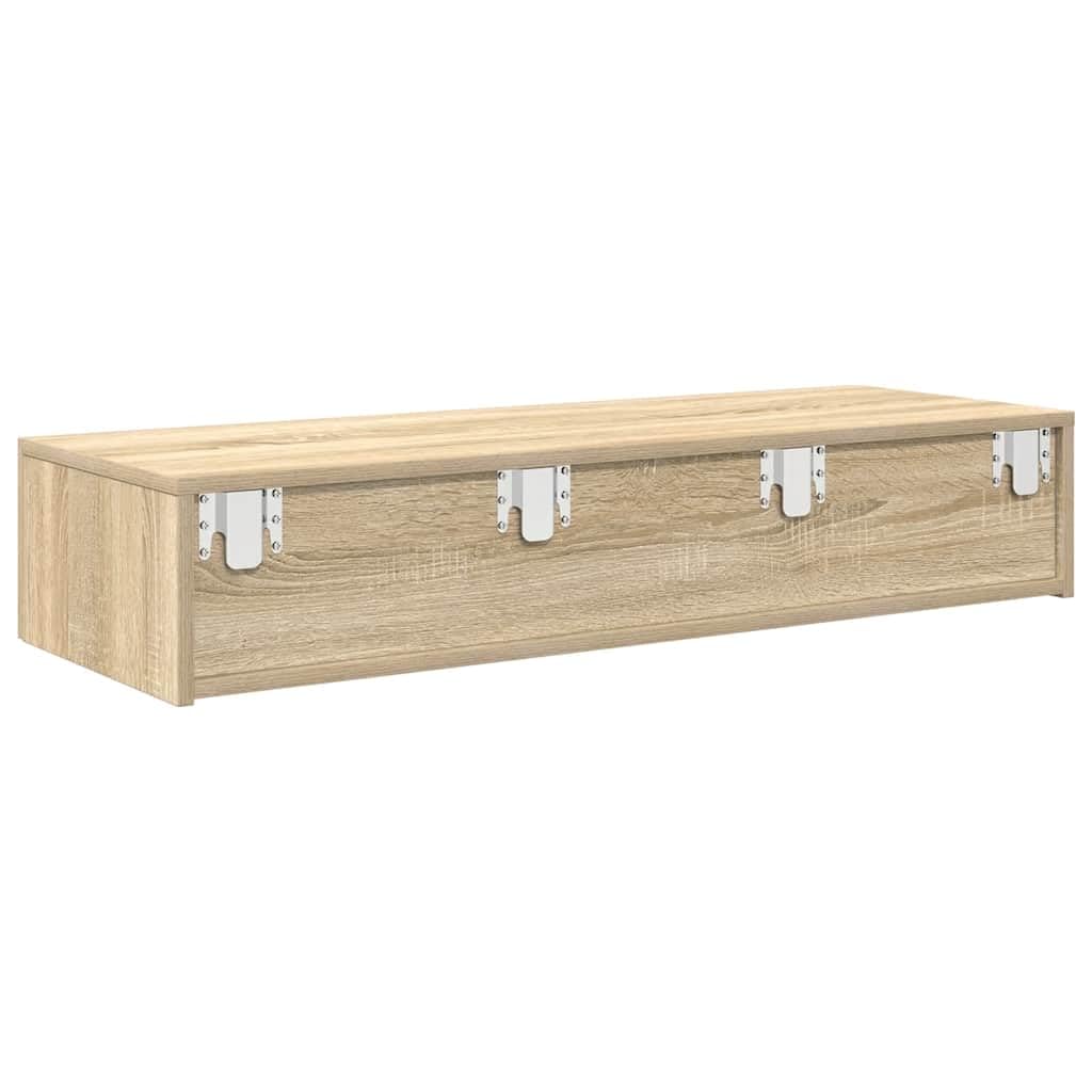 vidaXL Estante de Pared con cajones Madera contrachapada Roble Sonoma, Estante de Pared con gabinete, gabinete de Almacenamiento montado en la Pared, Unidad de Almacenamiento de Pared