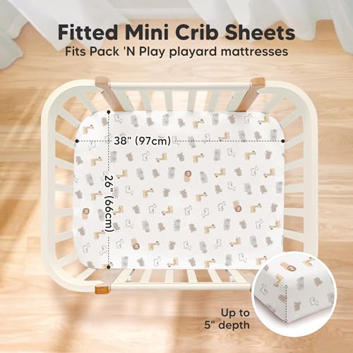 Keababies 2-Pack Pack And Play Sheets, Waterproof Mini Crib Sheets Fitted - Organic Cotton Pack N Play Sheets For Graco Pack And Play Mattress, Playard Baby Crib Sheets thumb #2