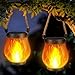 Bloepum 4X Solar Lanterns Lights Flickering Flame Garden Lights with Dual Charging USB & Solar Waterproof Hanging Lantern
