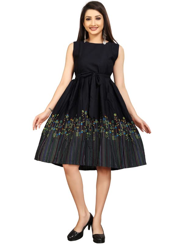 Image of Crepe Floral Print Kurti for Women, Knee Length Dress Dress, Wester Wear