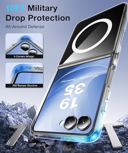 Image of NO.1 Magnetic for Samsung Galaxy Z Flip 7 Case with MagSafe [Crystal Clear] [Anti-Yellowing ][Military Grade Drop Tested] with Soft Silicone Bumper for Samsung Flip 7 Case Slim,Transparent