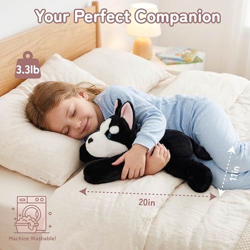 Image of Niuniu Daddy 20 inch | 3.3 Pound Weighted Husky Stuffed Animal Plushie for Adults & Kids, Large Weighted Lap Pillow for Comfort, Soft Sensory Stuffy Toy as Gift for Holidays