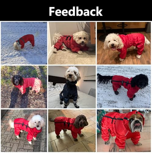 babepet Hunde Wintermantel 1/2 Hosenanzug mit Beinen, Wasserdicht Regendicht Hund Jumpsuit mit Fleece Futter, Winddicht, reflektierend, für Kleine und mittelgroße Hunde-Rot-M
