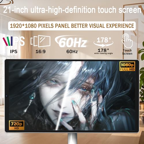Image of 21.5 inch FHD Smart Portable TV, Rolling TV on Wheels, Android 15 OS, 6G +128GB Storage, Portable Touch Screen Monitor, 13MP Camera, Built-in Battery, 60Hz Refresh Rate, Full Swivel Rotation, Voice Remote