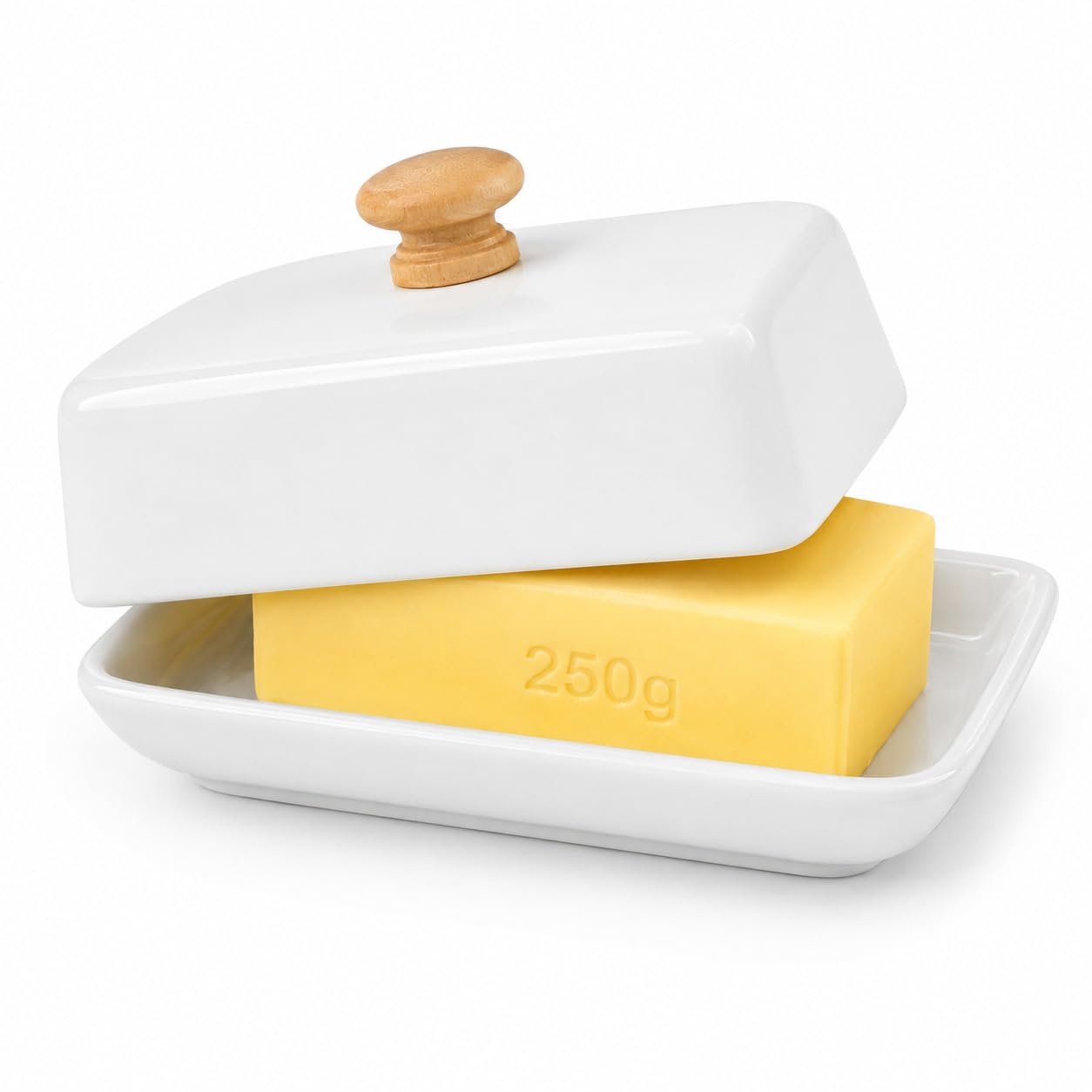 Ceramic Butter Dish with Lid for 250g Butter, Small Butter Dish for Kitchen