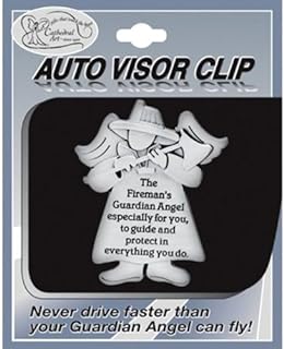 FIREFIGHTER Fireman - Pewter Auto VISOR CLIP - GUARDIAN Angel - Protect - Inspirational GIFT