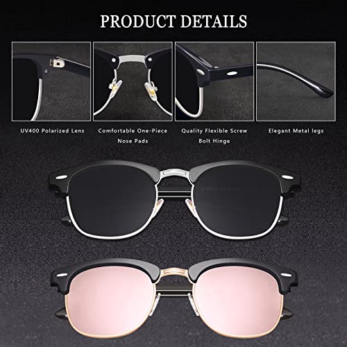 Image of Classic Semi Rimless Polarized Sunglasses for Men Women Half Frame Retro Driving Sun Glasses NP1006