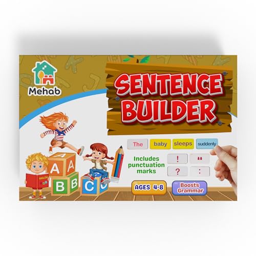 Image of Sentence Building Game | 312 Word Tiles Grammar Kit with Nouns, Verbs & Punctuation | Montessori English Learning Toy | Educational Puzzle | Improve Writing & Thinking Skills | for Kids 4+ Years