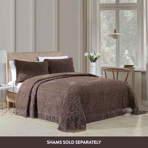 Image of Beatrice Home Fashions Medallion Twin Cotton Chenille Bedspread, Chocolate