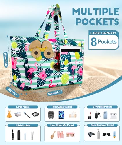 ISEYOU Extra Large Beach Bag with Wet Compartment