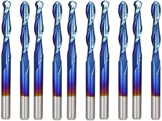 10pcs 3.175mm Shank Blue Coated Spiral Ball Nose End Mill CNC Router Bit 0.8/1.0/1.5/2.0/2.5/3.175mm Carbide Milling Cutter-2x3.175x22mm